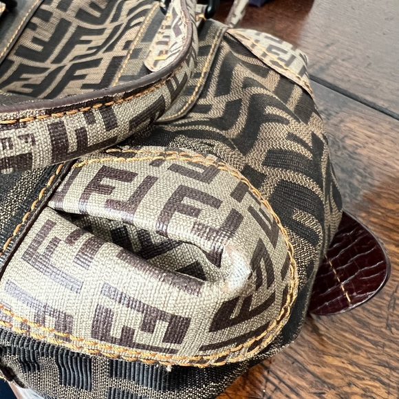 Fendi | Tobacco Zucca Coated + Canvas Mix Handbag - Picture 10 of 12